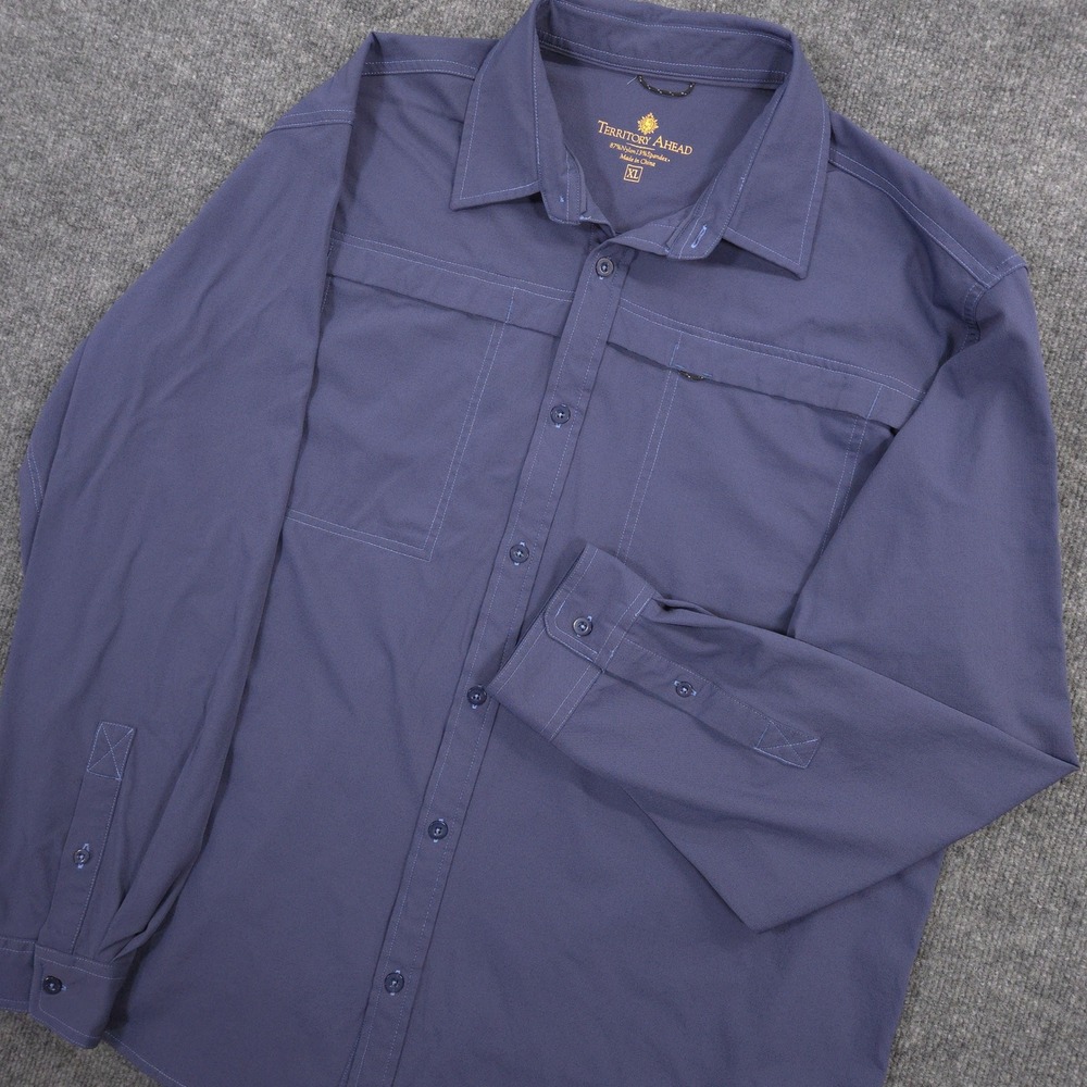The Territory Ahead Shirt Mens XL Blue Outdoor Performance Fishing Hiking Vented